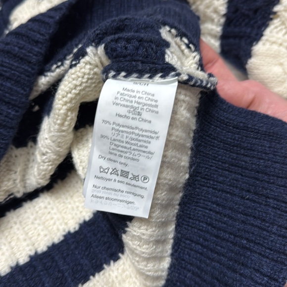 J. Crew Azra Cable Pullover Striped Navy NWT Size Small - Picture 6 of 10